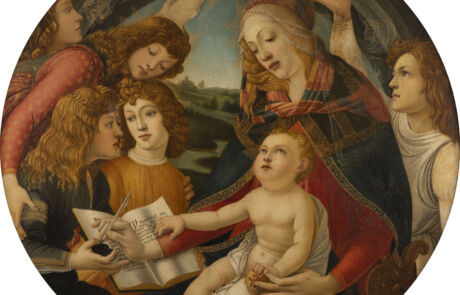 Detailreiches Renaissance-Gemälde mit Engeln und Maria, präsentiert bei Hargesheimer Kunstauktion.